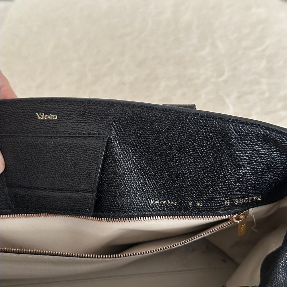 Valextra Black Leather Tote Bag Made in Italy | Structured Minimal Designer Bag - Picture 10 of 14